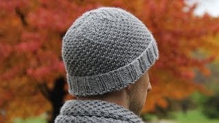 How to knit mens hat  video tutorial with detailed instructions [upl. by Pierce]