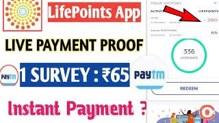 Life points Live payment proof  life points redeem process  life points survey tips lifepoints [upl. by Aruon]