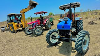 Mahindra Arjun Novo  Swaraj  New Holland Loading Soil in JCB 3dx Backhoe jcbvideo tractorjcb3dx [upl. by Nordgren]