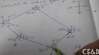 Compass surveying  Included angle method solved numerical in hindi [upl. by Akener826]