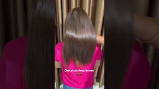 Chocolate brown global hair color 🤎makeupartistanjalisharma haircorte globalhair hairstyles [upl. by Osbourn]