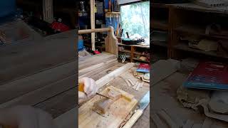 Chiselling out halving joint on base for mini Oseberg tablet weaving loom [upl. by Micheal]