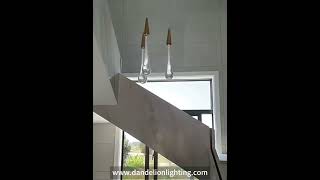 Water Drop Chandeliers Gilding Glass Luxury Staircase Pendant Lights Villa Bedroom Beside Bar Light [upl. by Tsiuqram]