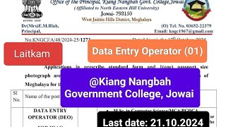 Laitkam Data Entry Operator Kiang Nangbah Government College Jowai [upl. by Arva]