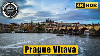 Prague Walking Tour of Vltava Embankment 🇨🇿 Czech Republic 4k HDR ASMR [upl. by Nuawd]