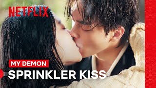 Song Kang and Kim Youjung Kiss Under the Sprinklers  My Demon  Netflix Philippines [upl. by Brosine]