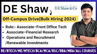 DE Shaw Bulk Hiring 2024  Biggest OffCampus Drive 2024  Any CourseBranches  Direct Hiring [upl. by Ahsenal]