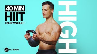 40 Min Kettlebell Workout  Intense Full Body  No Repeat [upl. by Cyb103]