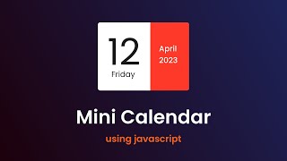 How To Create Mini Calendar Using HTML CSS and JavaScript [upl. by Ennobe]