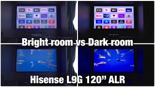 Best UST ALR Projector Screen Hisense 120 inch Cinema ALR Screen  Bright vs Dark Room Comparison [upl. by Mayyahk]