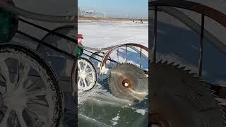 Process of Ice Block Extraction with a Circular Saw [upl. by Hammel]