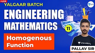 Engineering Mathematics  Homogenous Function  2  Lec 11  GATE 2021 Exam [upl. by Evangelia]