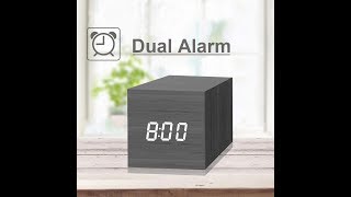 JALL 1293 Digital Wooden Alarm Clock Setting Instruction [upl. by Yemorej]