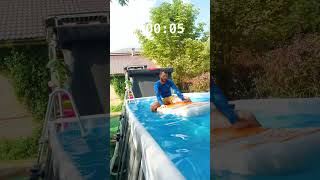 Is it even possible Dad makes a backflip challenge 🤞 swimming swimmingpool backflip [upl. by Acinehs]