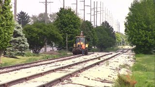 TPampW Maintenanceofway Working on a Lightlyused Siding in Kentland Indiana [upl. by Anatlus]