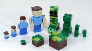 How To Build LEGO Minecraft Creeper Steve and Grass Block [upl. by Yatzeck396]