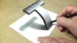 How To Draw A 3d Letter T  Easy Trick Art [upl. by Yorel]