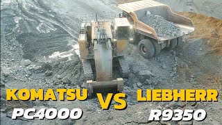 Komatsu PC4000 VS Liebherr R9350 Loading the XCMG amp Belaz With Copper Ore Amazing Powerful Machine [upl. by Swords]