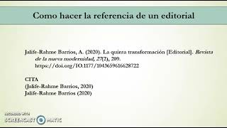 Editorial Como hacer la referencia de un editorial Normas APA 7a edición 2024 [upl. by Zacarias]