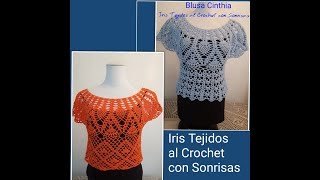 CANESU BLUSA CINTHIA A CROCHET PRIMERA PARTE PUNTO PINAS DE MI CREATIVIAD [upl. by Thaddus]