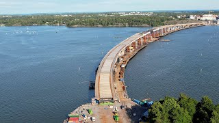 Helsinki The Construction of Kruunusillat Bridge from Nihti to Kruunuvuorenranta August 2023 [upl. by Nylteak]