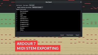 Ardour 7  MIDI Stem Exporting [upl. by Imoen]