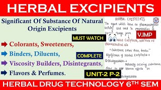 Herbal excipients  Significance and Source of Herbal Excipient Herbal Drug Technology U3 P2 [upl. by Rodney]