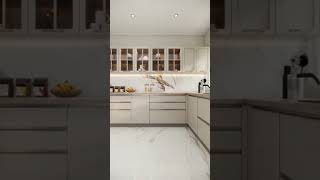 Modern and classic kitchen combo design beige color combination delhi kitchen sketchup enscape [upl. by Hook]