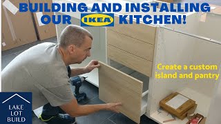 Installing our DIY IKEA Kitchen Cabinets Part 1 Askersund Ash Cabinets Built and Installed [upl. by Asilrac]