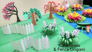 Paper Flower Crafts How to Make Kans Grass Paper Flowers  Easy Funny Fence [upl. by Belita237]