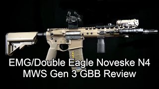 Airsoft EMGDouble Eagle Noveske N4 MWS Gen 3 GBB Review [upl. by Ynohtna]