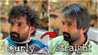 Mens PERMANENT Hair Straightening At salon100 NATURAL Curly Hair To Straight Hair Men Naturally [upl. by Ztnahc666]