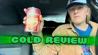 CAMPBELL’S CHUNKY CHICKEN AND SAUSAGE GUMBO COLD FOOD REVIEW [upl. by Ylrebmek367]