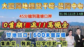 0首期🤩返14萬現金💯「大亞灣地標雙子塔600米到深圳」集商業、教育、寫字樓於一體【慧灣中心】雙地鐵口  精裝交付｛9196111方 34房｝45分鐘到蓮塘口岸大亞灣 臨深樓盤 [upl. by Nae386]