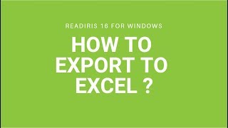 Readiris 16 How to export to Excel [upl. by Meil]