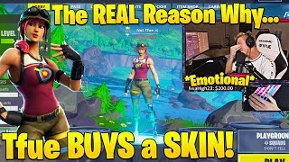 Tfue FINALLY BUYS A SKIN and Explains How Epic Games FORCED Him To do It [upl. by Emalee664]