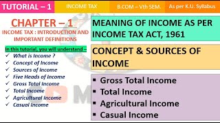 Basic Concepts of Income and Important Definitions  Heads of Income  CH1 [upl. by Wrennie252]