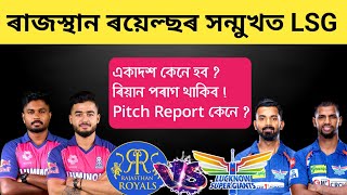 RR Vs LSG  Playing 11 Pitch Report  Riyan Parag in 11 [upl. by Llerret499]