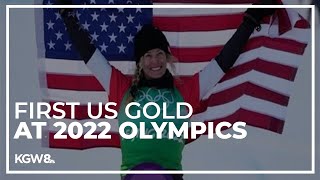 Lindsey Jacobellis wins first US gold at Winter Olympics for Snowboardcross [upl. by Walcoff]