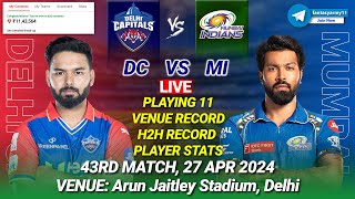 🔴LIVE DC vs MI Live Prediction  DEL vs MUM  Delhi vs Mumbai 43RD IPL LIVE [upl. by Gaspar]