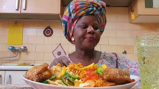 Missing my husband Nigerian jollof rice with enough vegetables Asmr African food mukbang [upl. by Ernald]