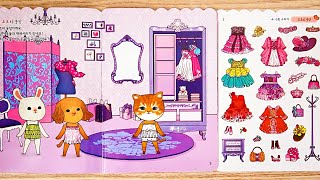 Sticker Play 아기고양이 코코 공주방 스티커북 데코레이션 꾸미기  Little Cat Princess Room Sticker Book Decoration [upl. by Aurora]