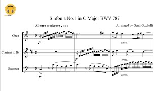 Sinfonia No 1 in C Major BWV 878 Woodwind TrioSheets [upl. by Esilahs]