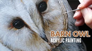 Painting a Barn Owl in Acrylic  Realistic Bird Painting [upl. by Nibor]