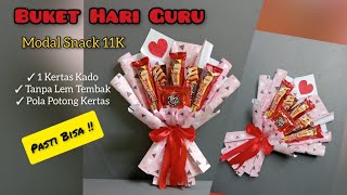 Cara Membuat Buket Snack Hari Guru Dari Kertas Kado  Tutorial Buket Hari Guru [upl. by Enneyehs]