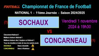 SOCHAUX  CONCARNEAU  11ème journée  National 1  Stats infos pronos  Football 20242025 [upl. by Blanding636]