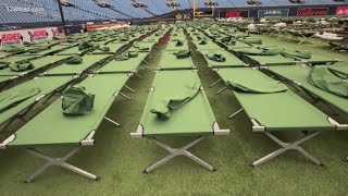 Hurricane Milton Florida setting up 1000 person basecamp as storm barrels towards coast [upl. by Eeralih679]