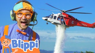 Blippi Explores a Firefighting Helicopter  Learning Vehicles For Kids  Educational Videos for Kids [upl. by Anivad]