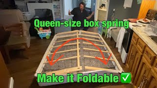 How to make a queensize box spring foldable to fit through small doorways [upl. by Betti]