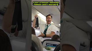 FLIGHT ATTENDANT PERFORMED FUNNIEST SAFETY ROUTINE😂 shorts [upl. by Elumas725]